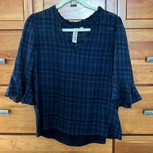Dolan Navy Plaid Blouse